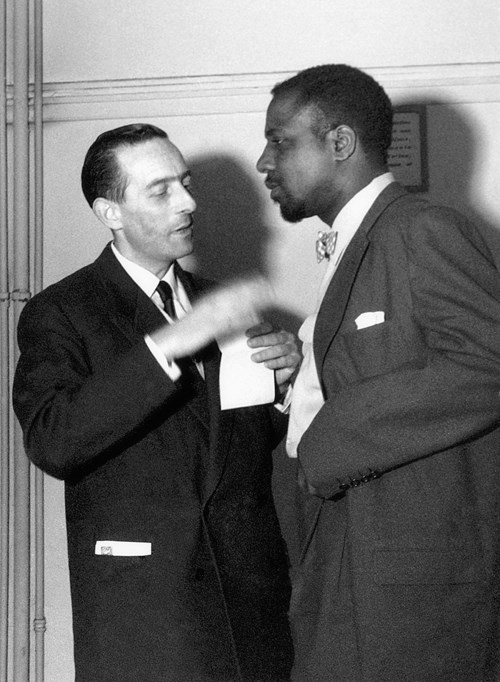 Charles Delaunay, Thelonious Monk, Salle Pleyel backstage, Tuesday, June 1, 1954, by Marcel Fleiss
