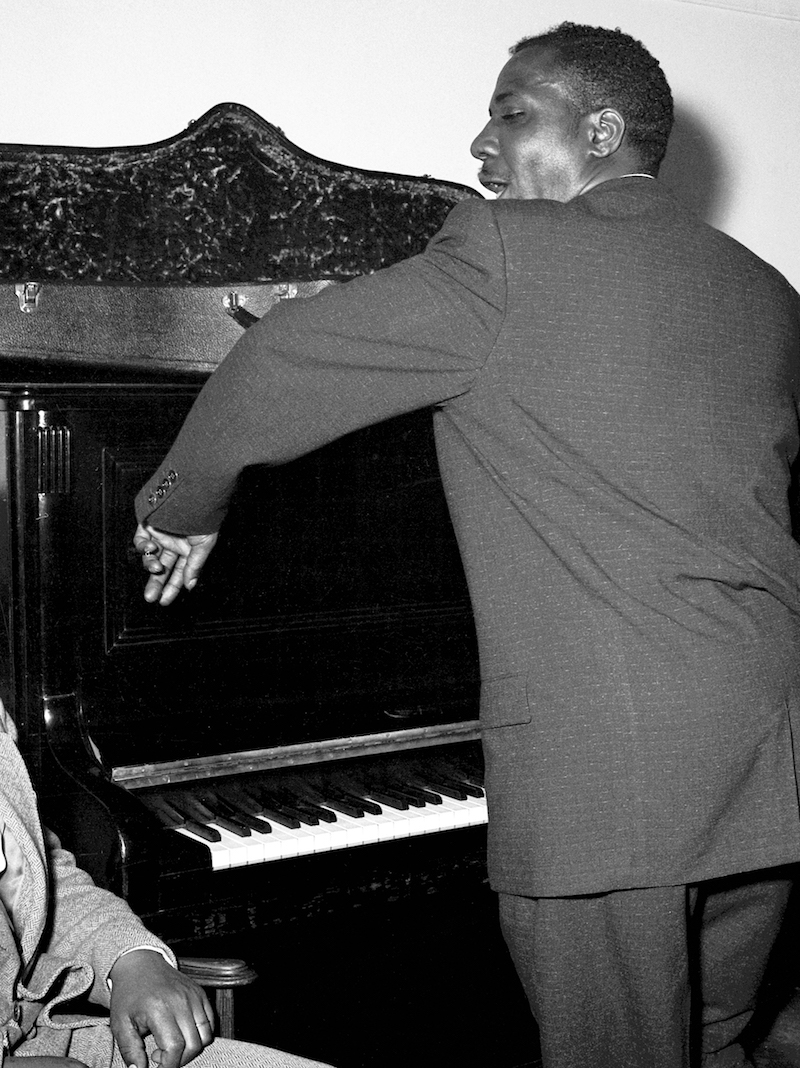 Thelonious Monk, Salle Pleyel backstage, June 1954, by Marcel Fleiss